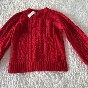 LOFT Red Cable Knit Sweater ( XS) NEW